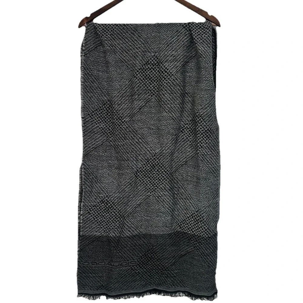 PIQUADRO Men's Wool Scarf Made in Italy Black Grey